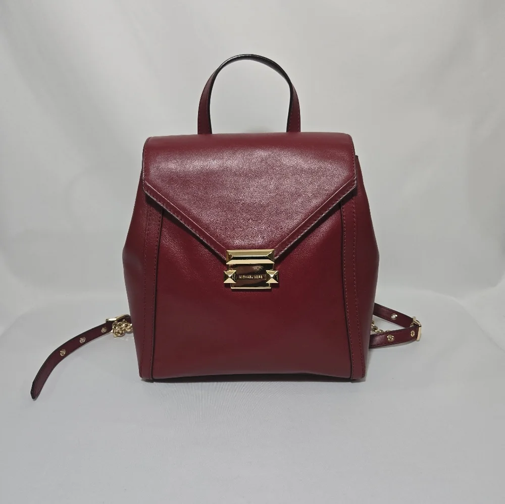 Michael Michael Kors Whitney Maroon MD Backpack Leather Purse